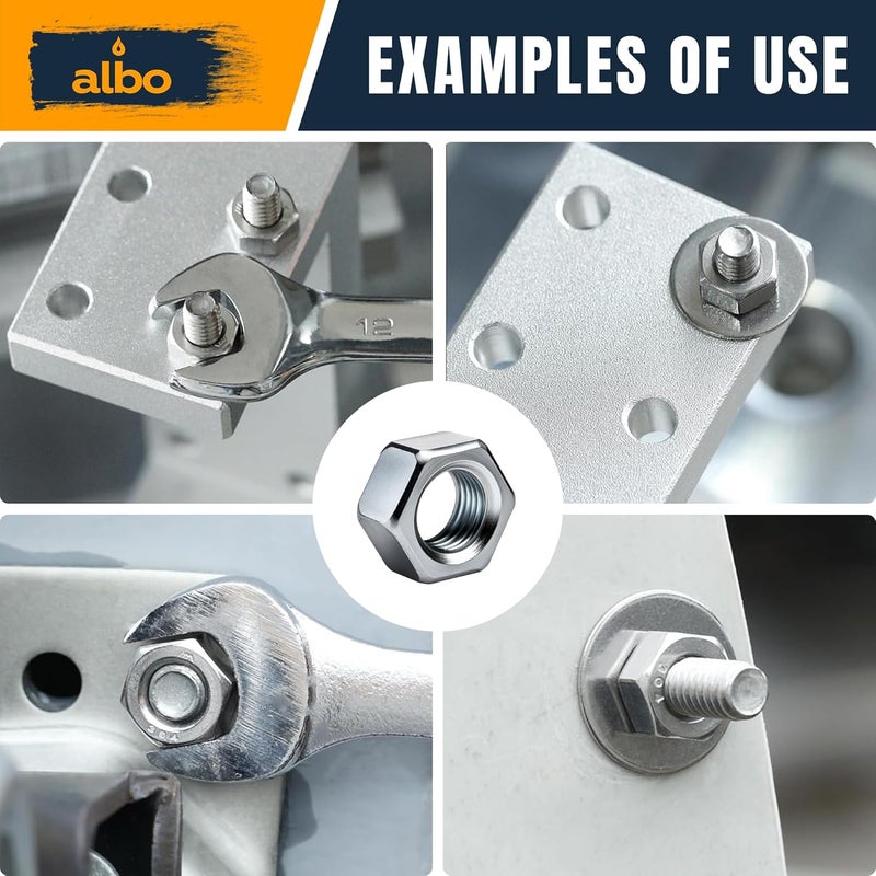 ALBO 150 PCS 1/4-20 Hex Nuts – Stainless Steel 304 SAE Nuts Set in Reusable Box – Hardware for Automotive & DIY – 1/4 20 Nuts - Image 4